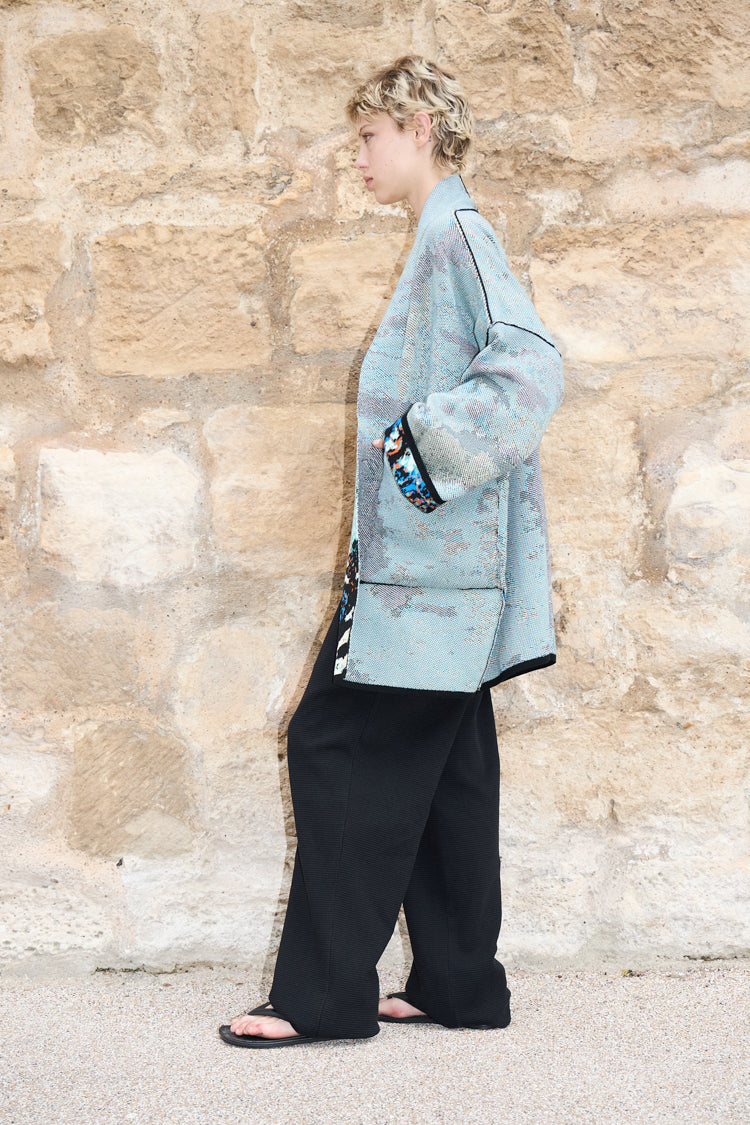 New York - Short Cotton Jacquard Cardigan - ZALIVAKO