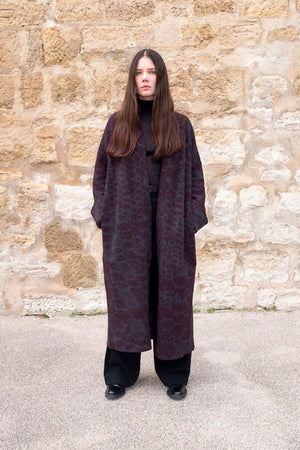 Lhasa -  Long Wool Jacquard Cardigan