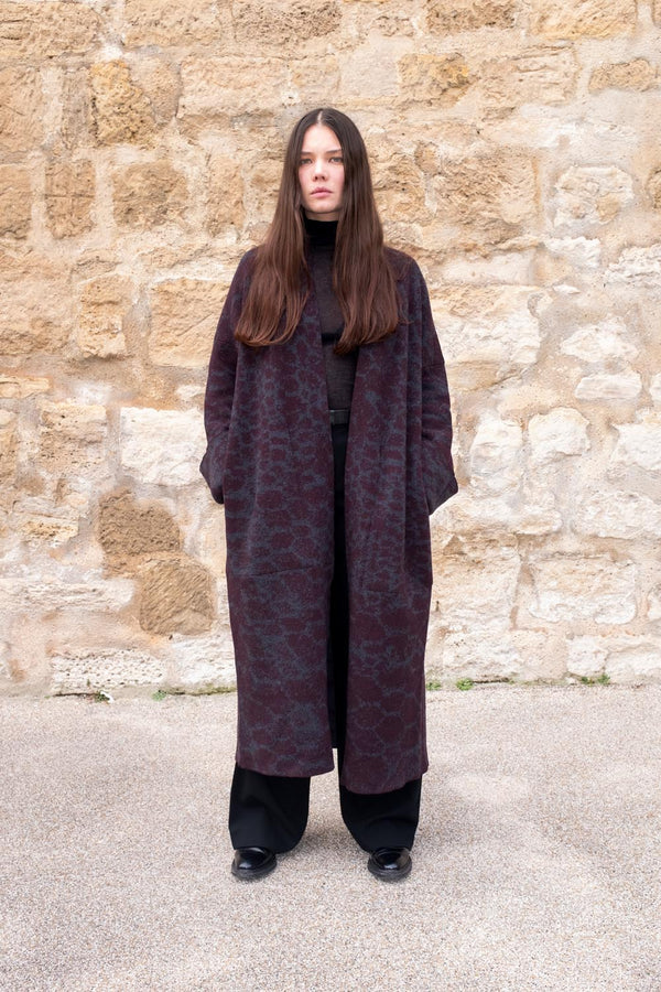 Lhasa -  Long Wool Jacquard Cardigan