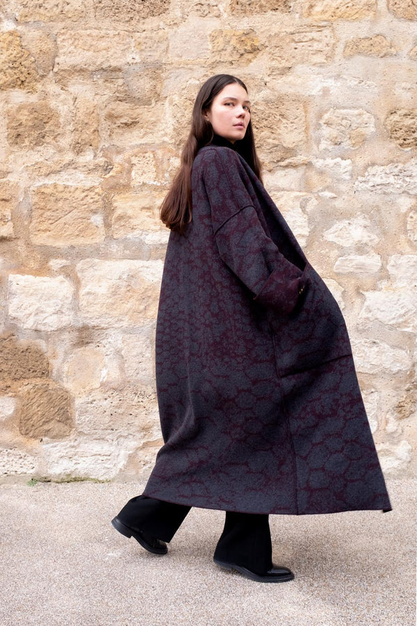Lhasa -  Long Wool Jacquard Cardigan