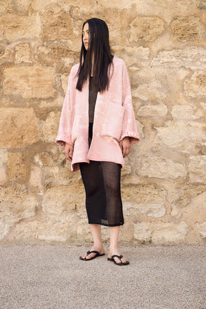 Blossom - Short Cotton Jacquard Cardigan - ZALIVAKO