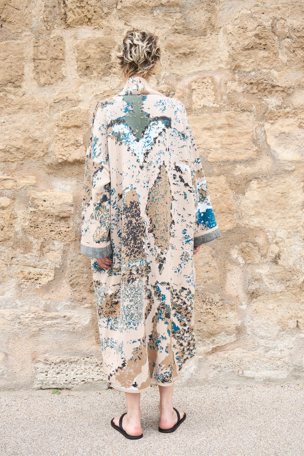 Fog -  Long Cotton Jacquard Cardigan