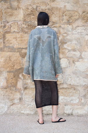 Fog - Short Cotton Jacquard Cardigan - ZALIVAKO