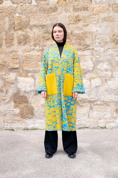 Kolkata - Long Wool Jacquard Cardigan - ZALIVAKO