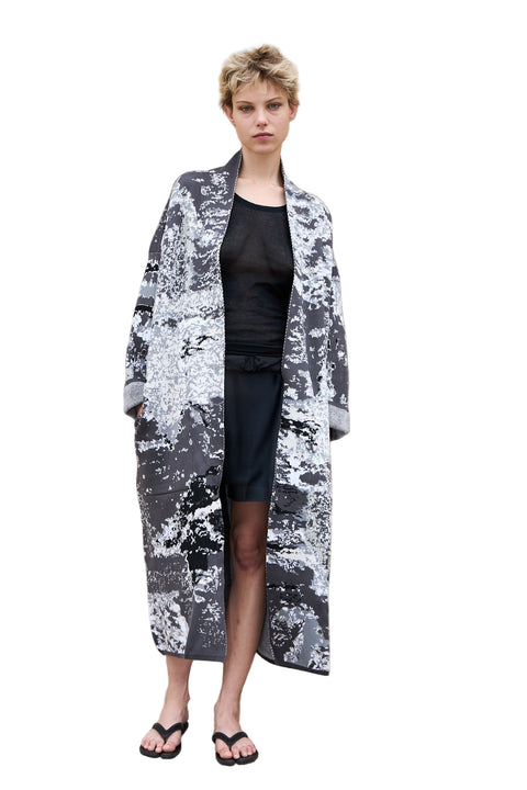 Arabesque - Long Cotton Jacquard Cardigan - ZALIVAKO