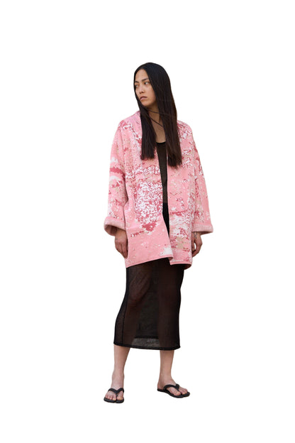 Blossom - Short Cotton Jacquard Cardigan - ZALIVAKO