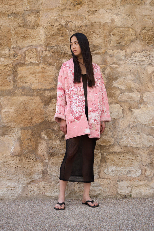 Blossom - Short Cotton Jacquard Cardigan - ZALIVAKO