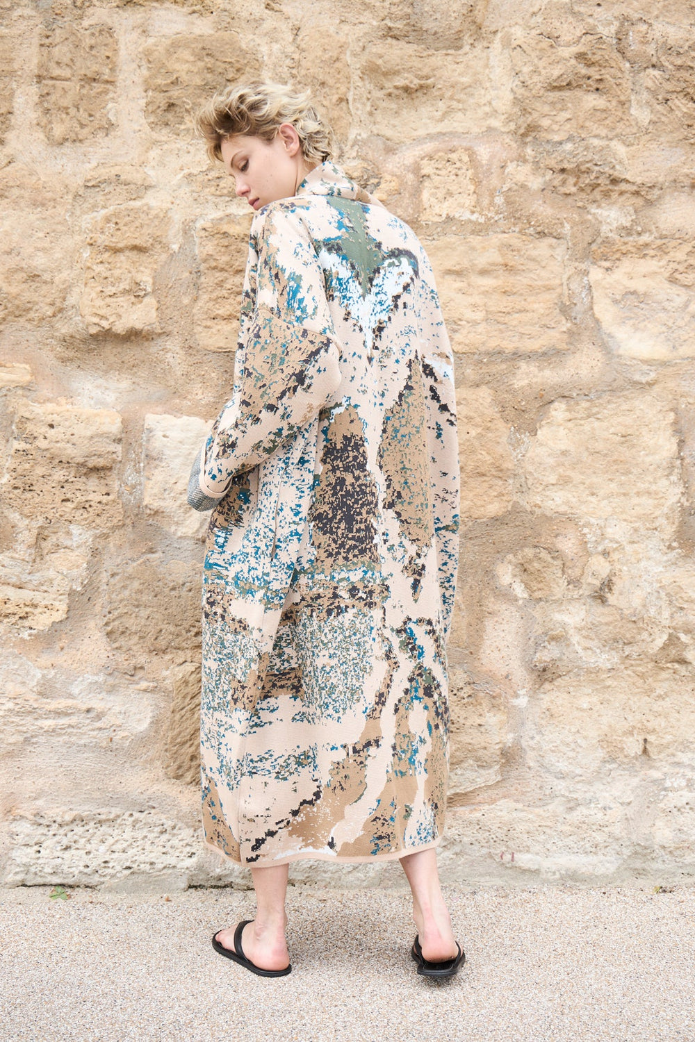 Fog -  Long Cotton Jacquard Cardigan