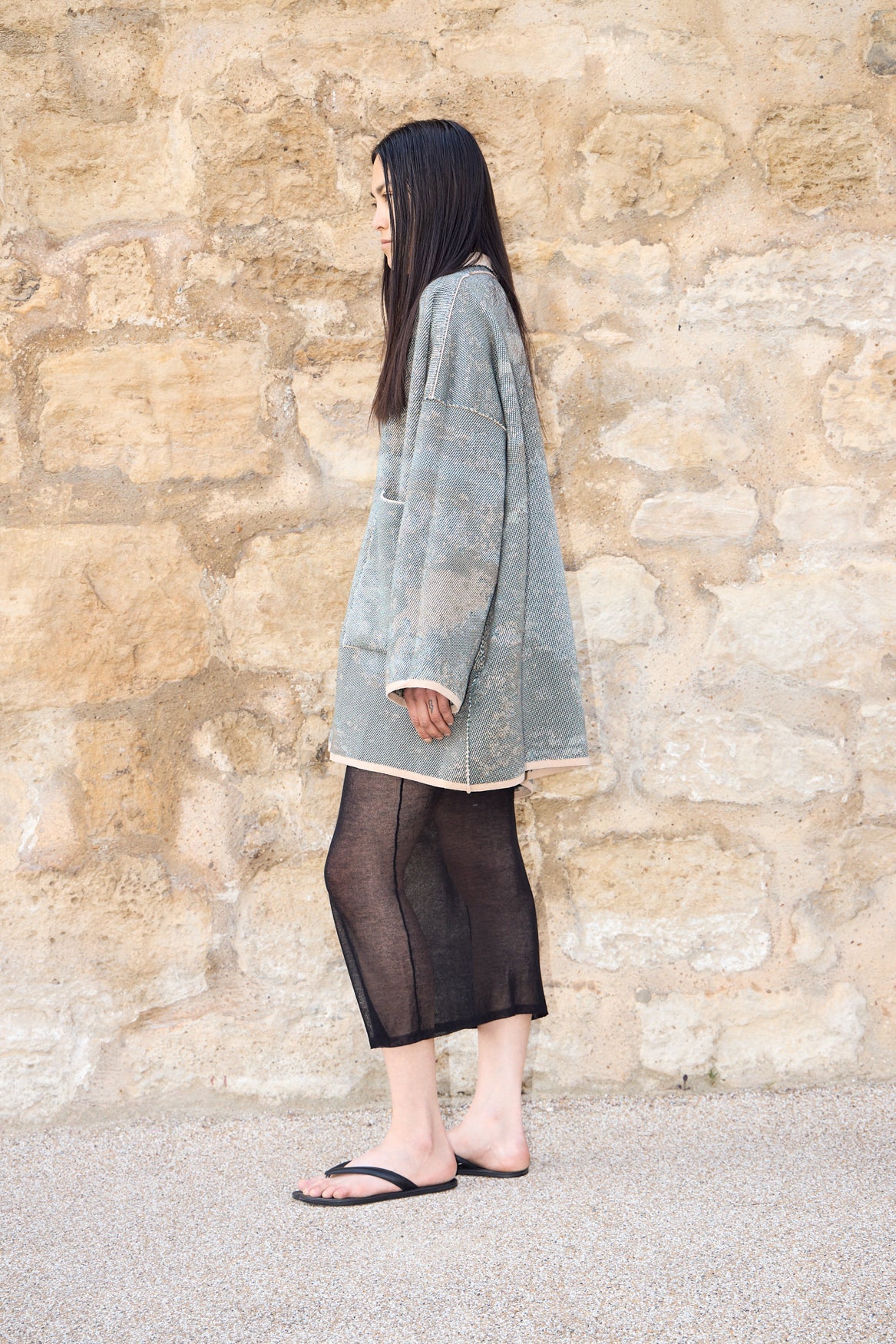 Fog - Short Cotton Jacquard Cardigan