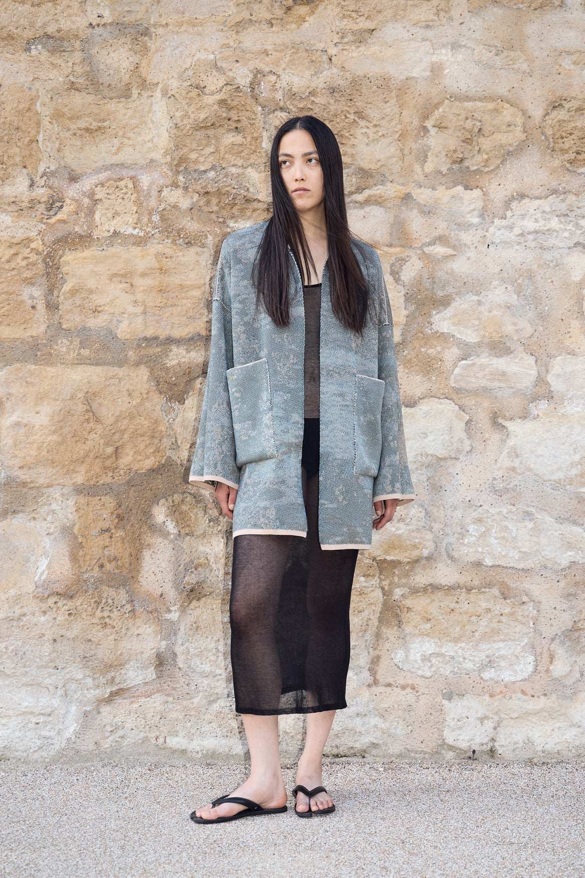 Fog - Short Cotton Jacquard Cardigan - ZALIVAKO