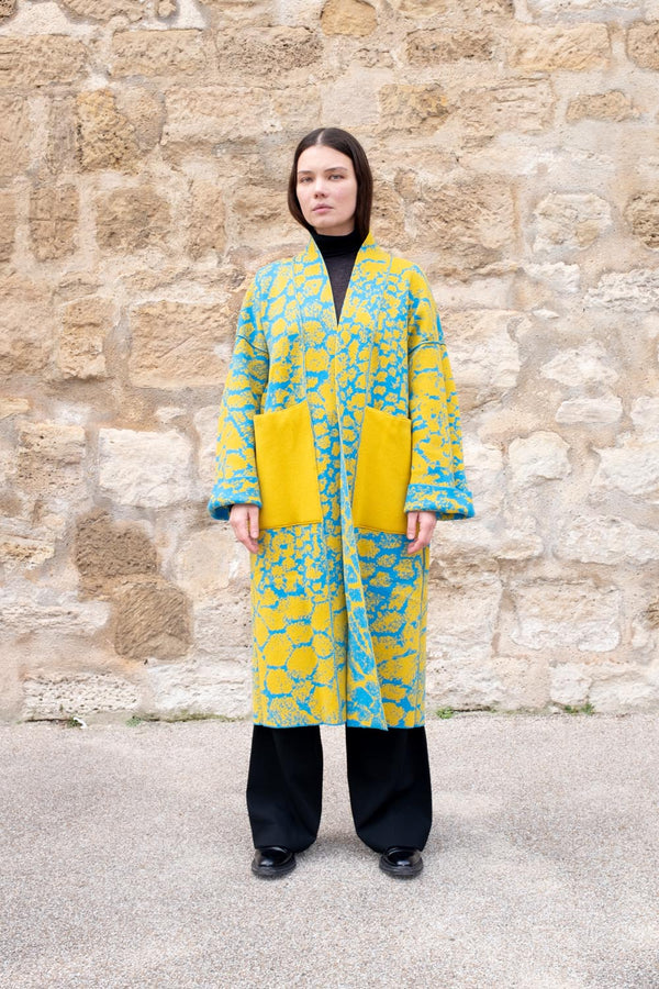 Kolkata - Long Wool Jacquard Cardigan - ZALIVAKO