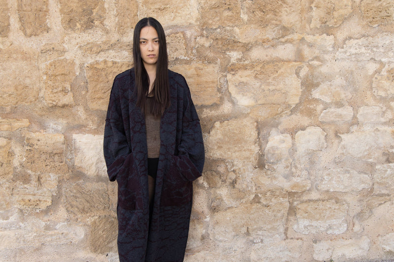 Lhasa - Long Wool Jacquard Cardigan - ZALIVAKO