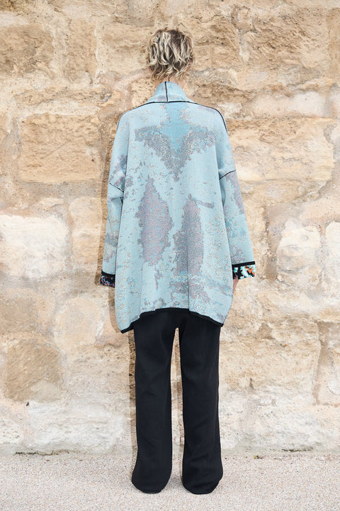 New York - Short Cotton Jacquard Cardigan - ZALIVAKO