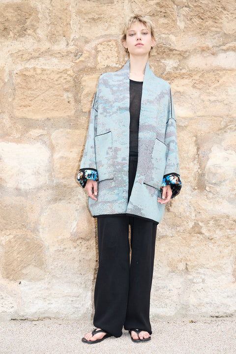 New York - Short Cotton Jacquard Cardigan - ZALIVAKO
