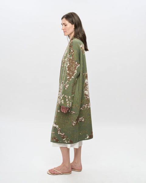 The PALM GROVE long cotton jacquard kaftan by ZALIVAKO – side view, olive green side