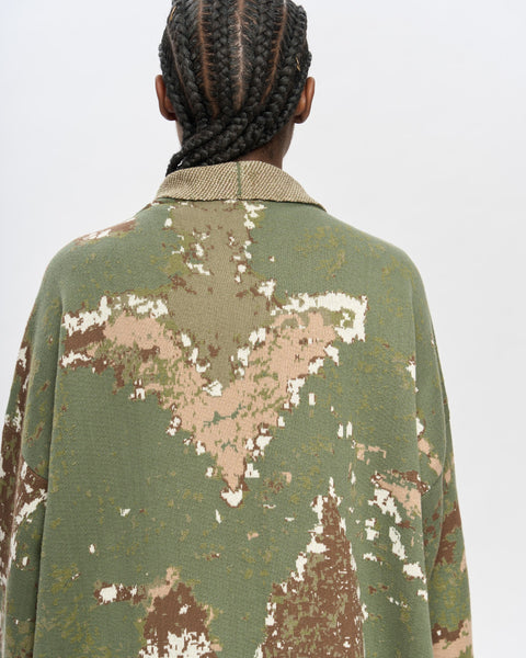 The PALM GROVE long cotton jacquard kaftan by ZALIVAKO – close-up of the botanical jacquard on the back